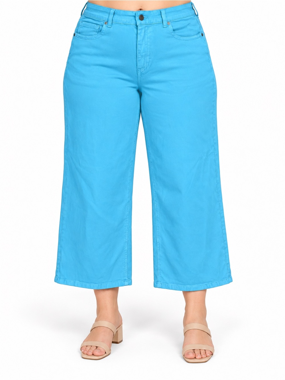 Talbots Women’s Wide Leg Crop Jeans Turquoise Blue Size 14P Petite Stretch NWT